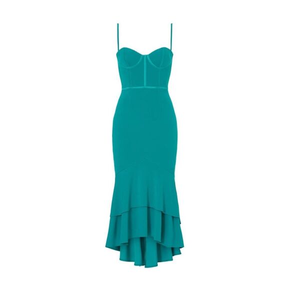 Katie May Loren Dress Spaghetti Strap Corset Mermaid Midi Teal Green Size XL - Picture 2 of 9
